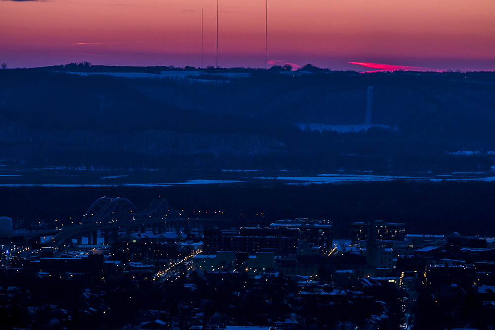 A city at dusk captured by a La Crosse Wisconsin photographer.