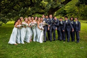 A Rochester bridal party posing for a photo.