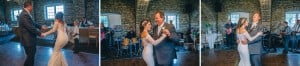 A bride and groom share their first dance at the Mayowood Stone Barn wedding venue.