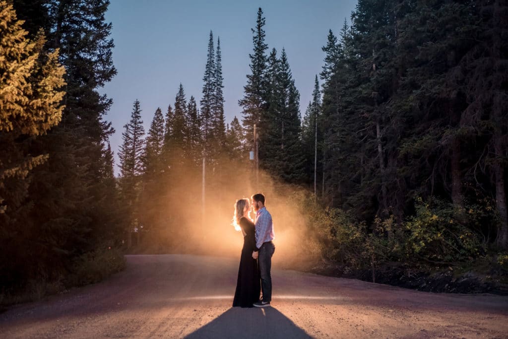 A couple having an engagement photoshoot on Boreas Pass.