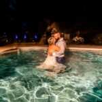 A couple's emotional backyard pool wedding.